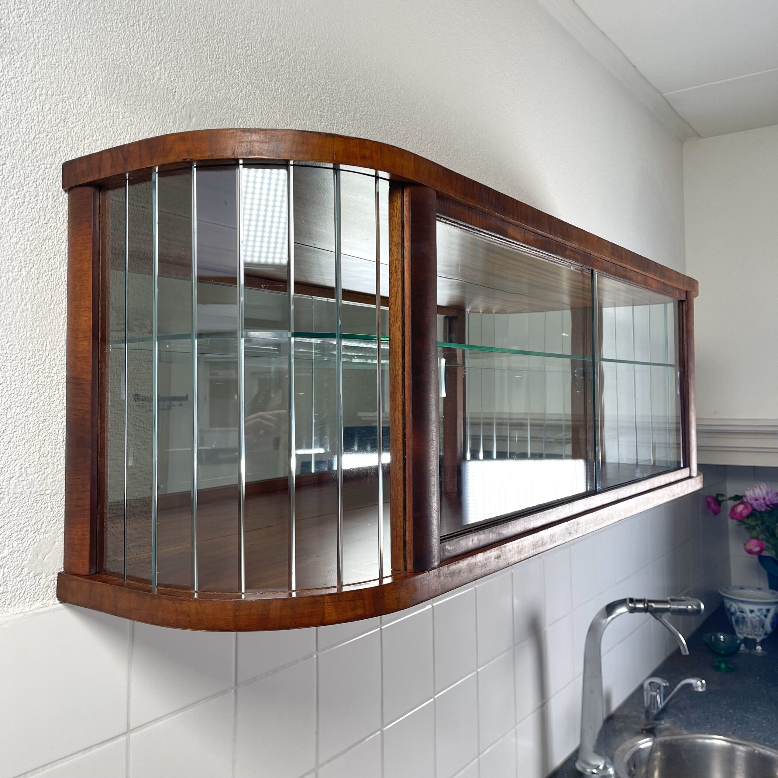 Hangvitrine Annabel, Art deco stijl bovenkastje - Afbeelding 4