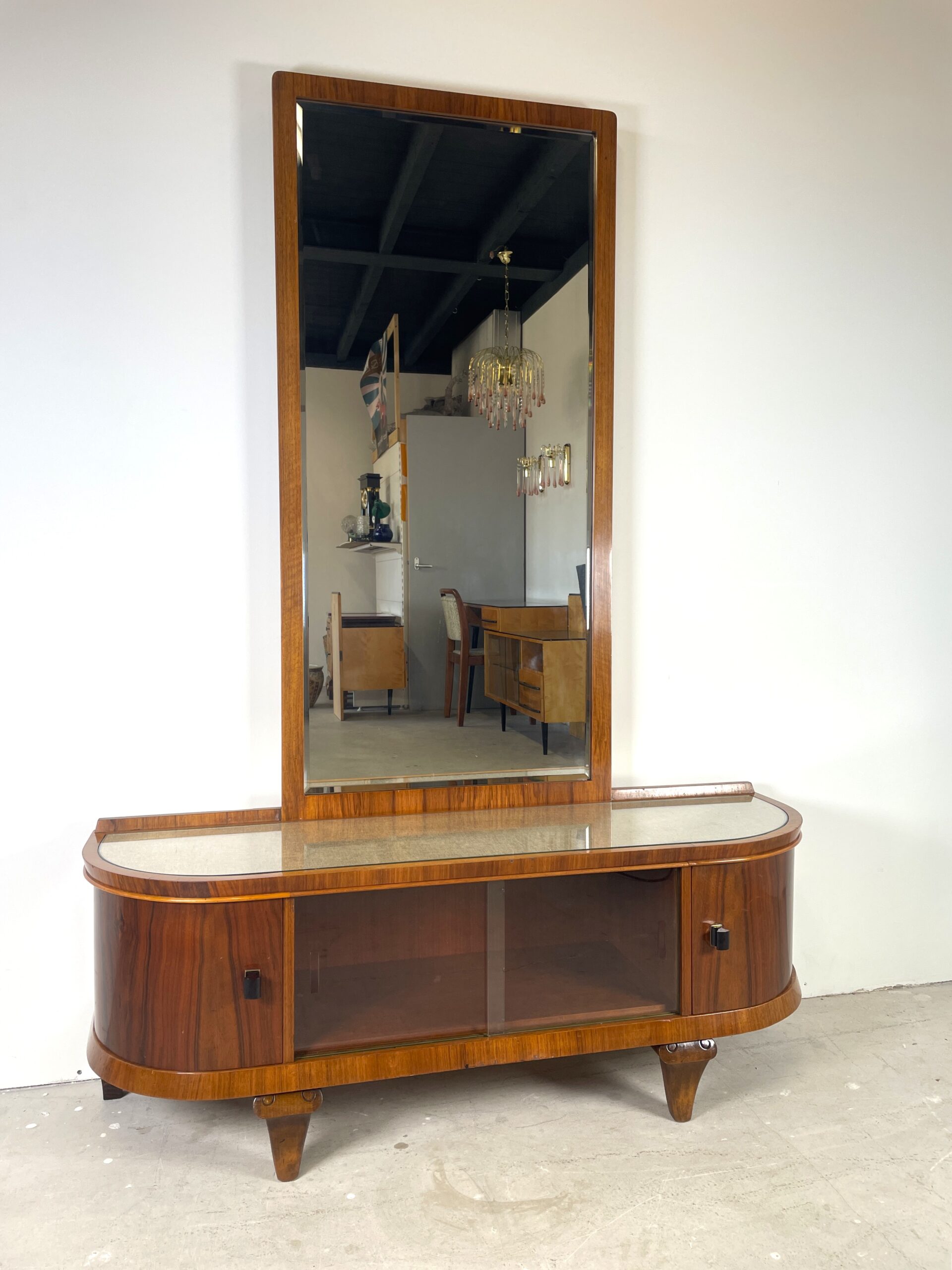 Garderobespiegel met onderkast in art deco stijl - Afbeelding 15