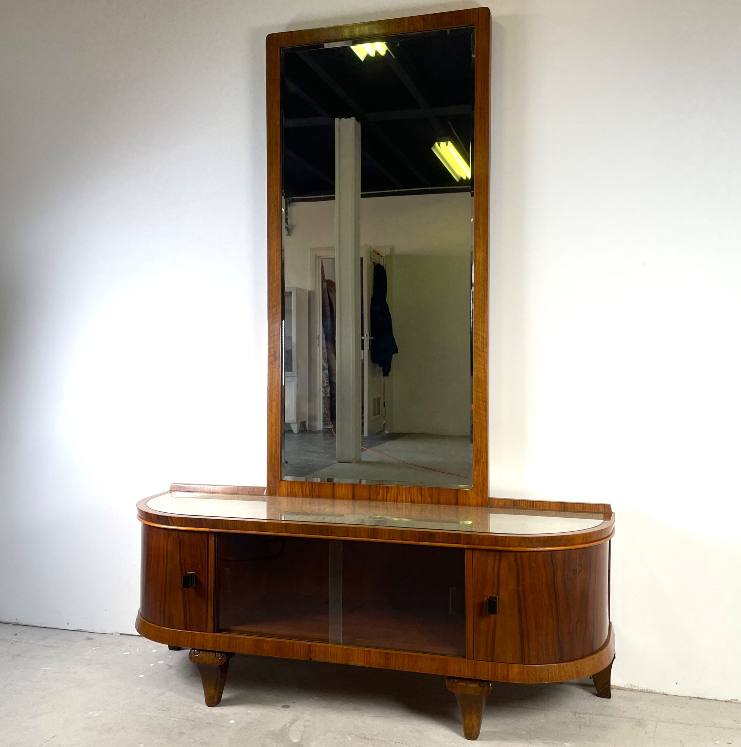 Garderobespiegel met onderkast in art deco stijl - Afbeelding 2