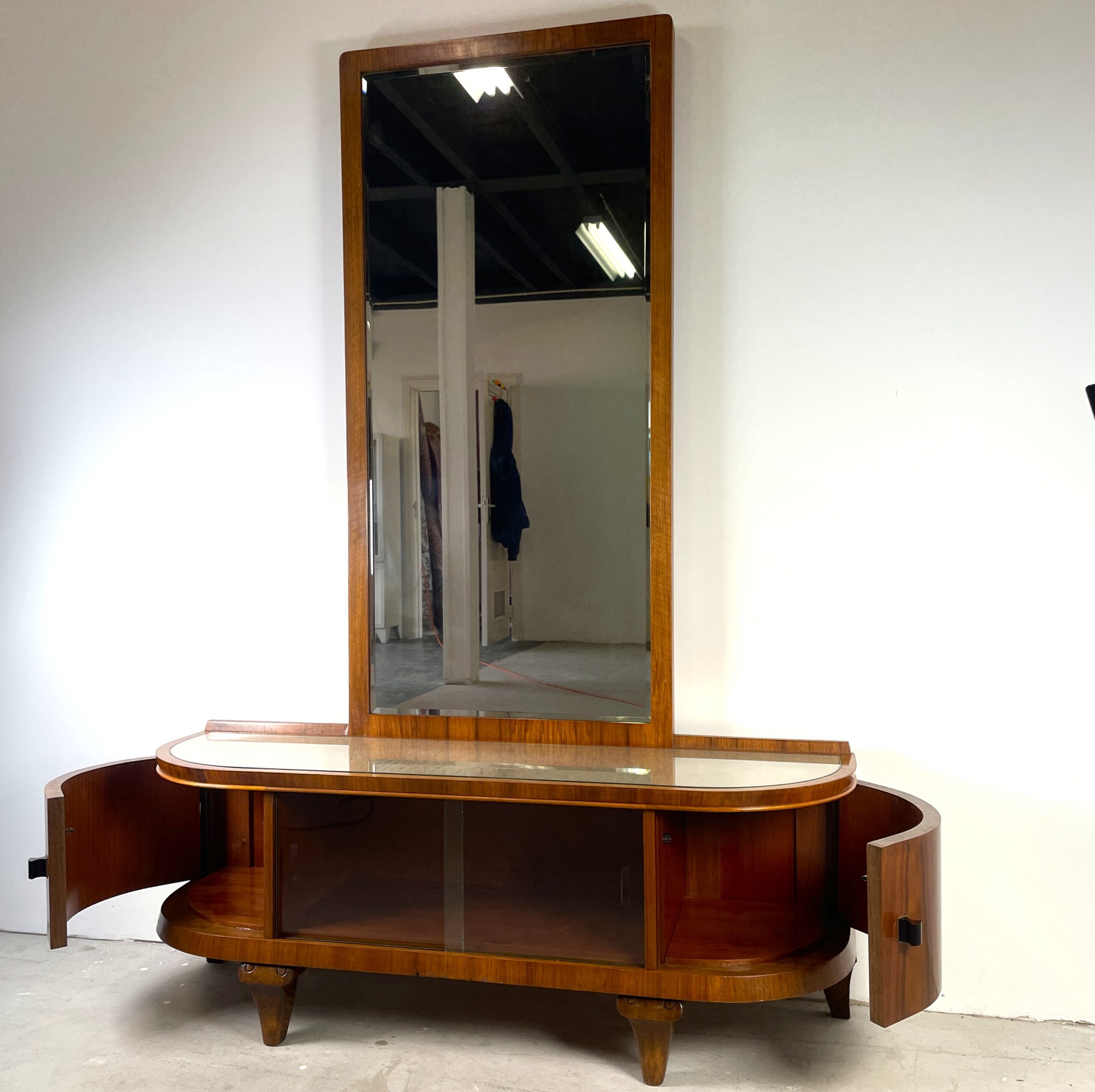 Garderobespiegel met onderkast in art deco stijl - Afbeelding 4