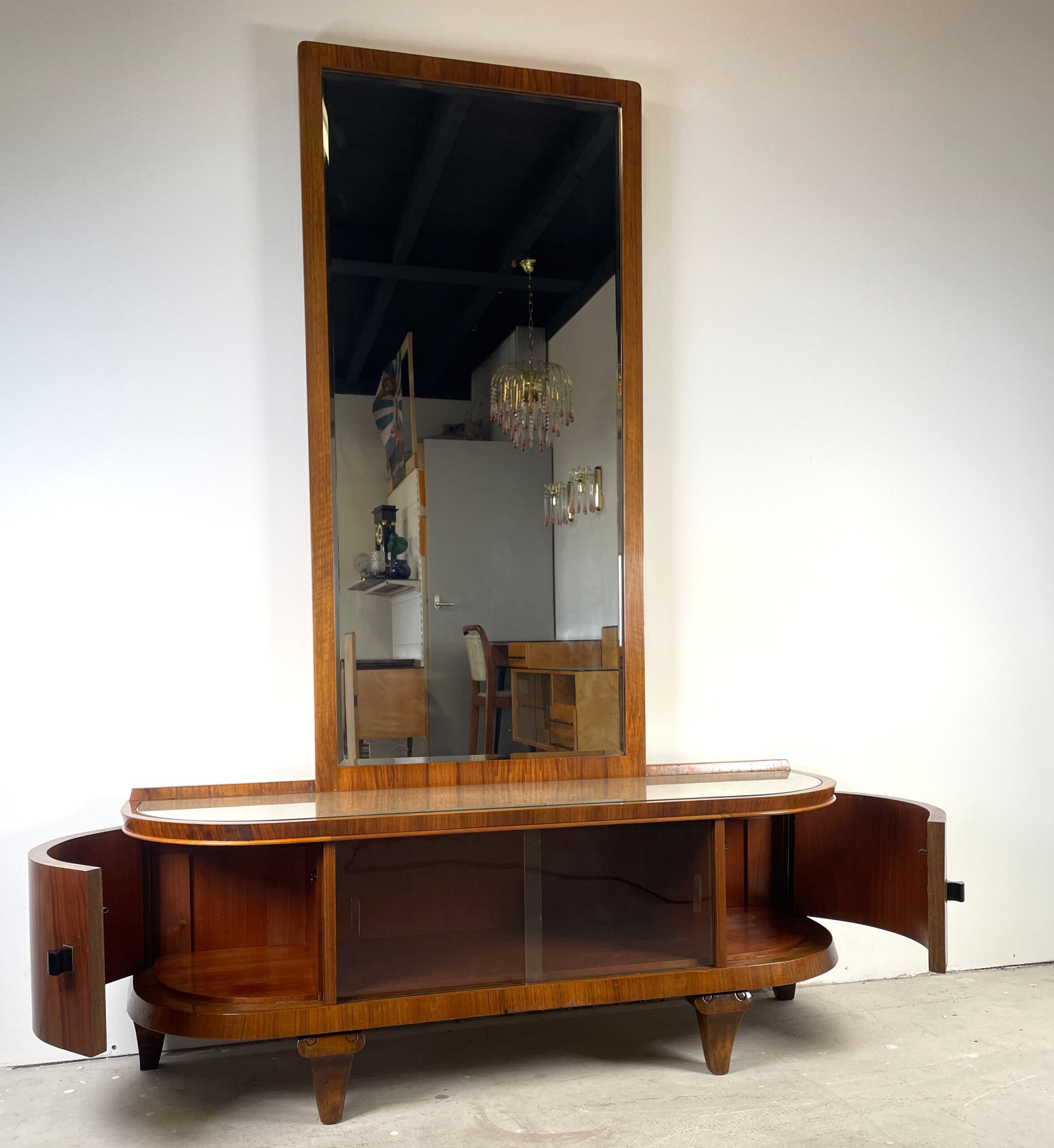 Garderobespiegel met onderkast in art deco stijl - Afbeelding 5