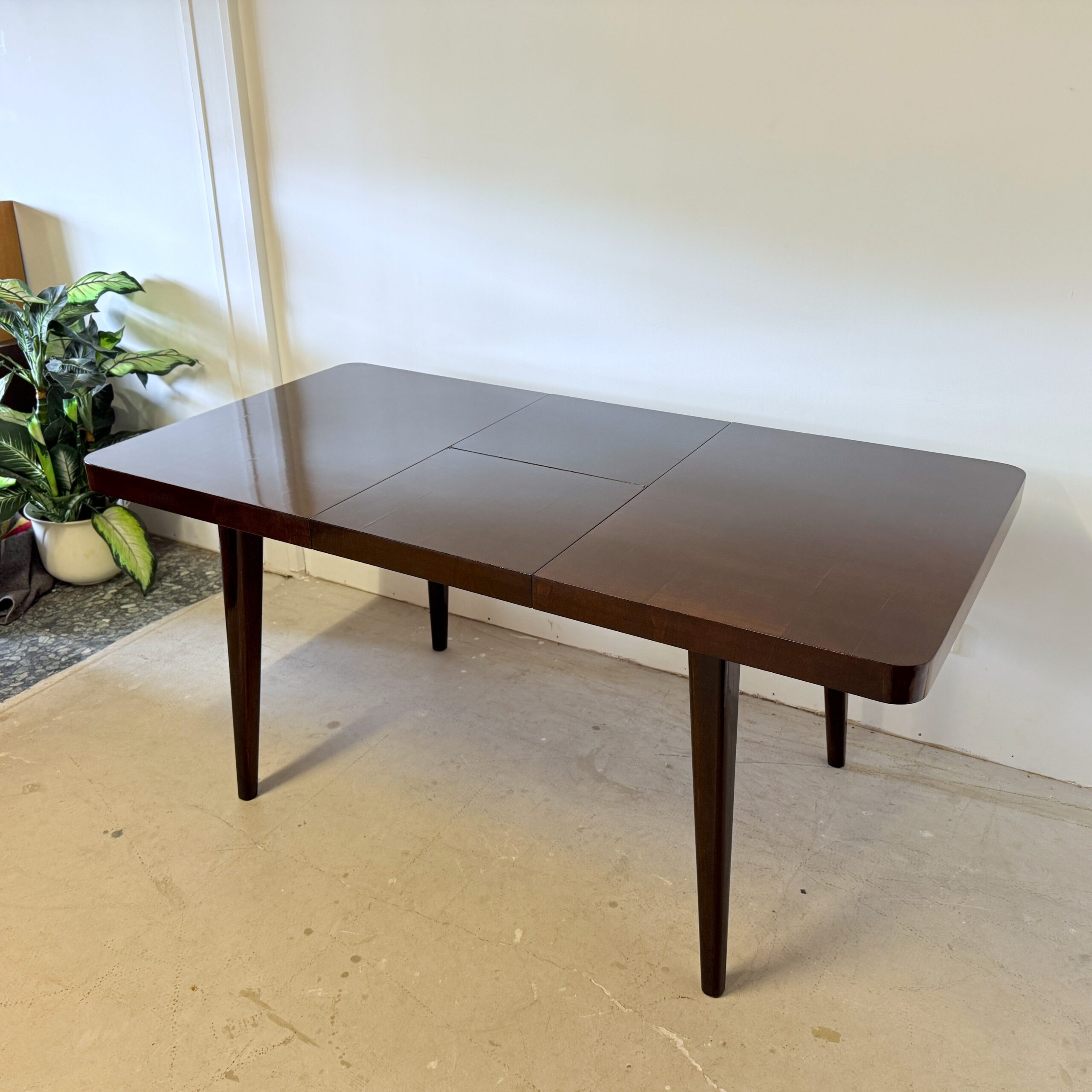 Uitschuifbare eettafel Halabala, dambord patroon blad - Afbeelding 7