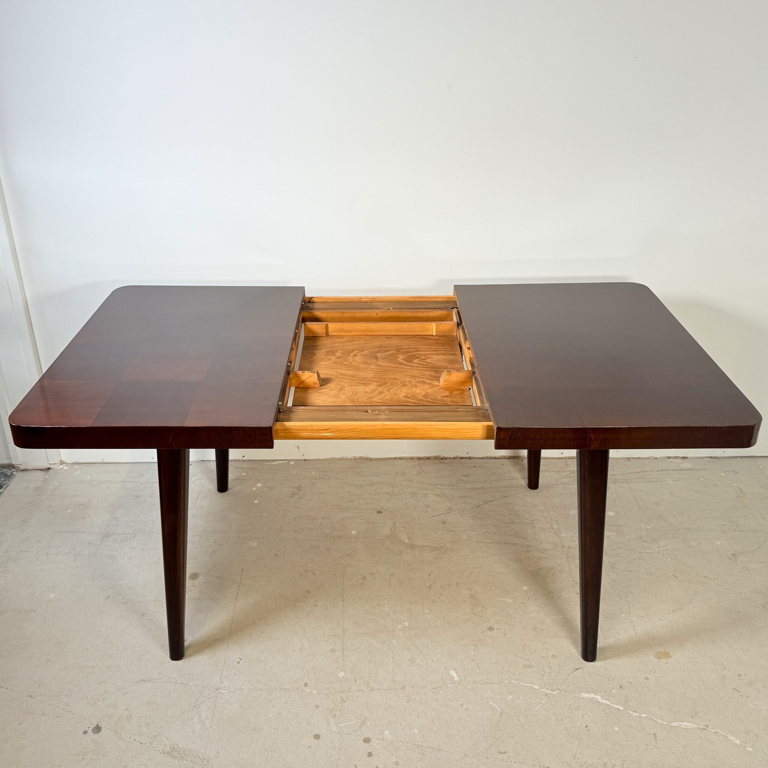 Uitschuifbare eettafel Halabala, dambord patroon blad - Afbeelding 9