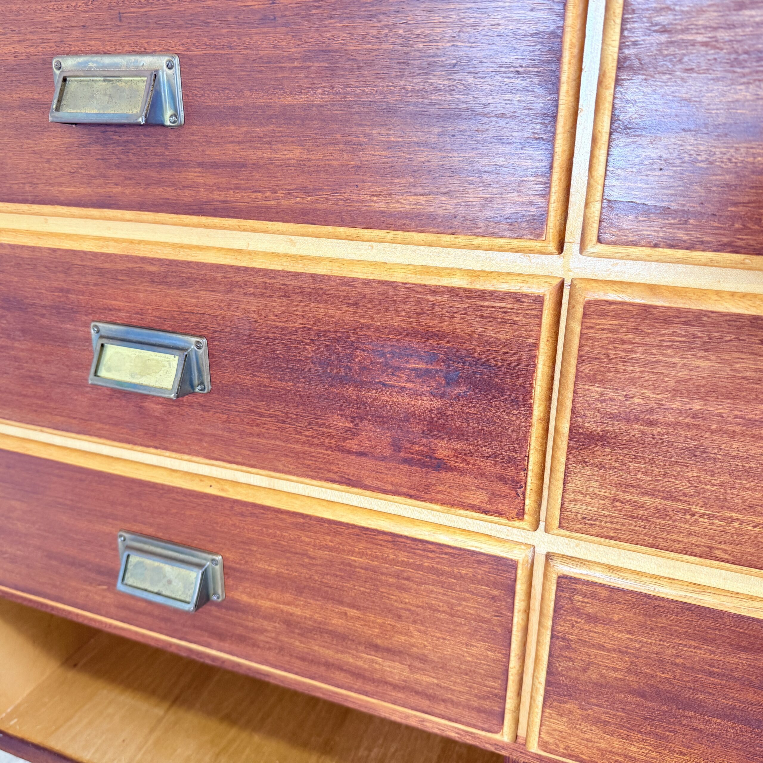 Vintage teak toonbank met 9 lades, A. Ahlström - Afbeelding 14