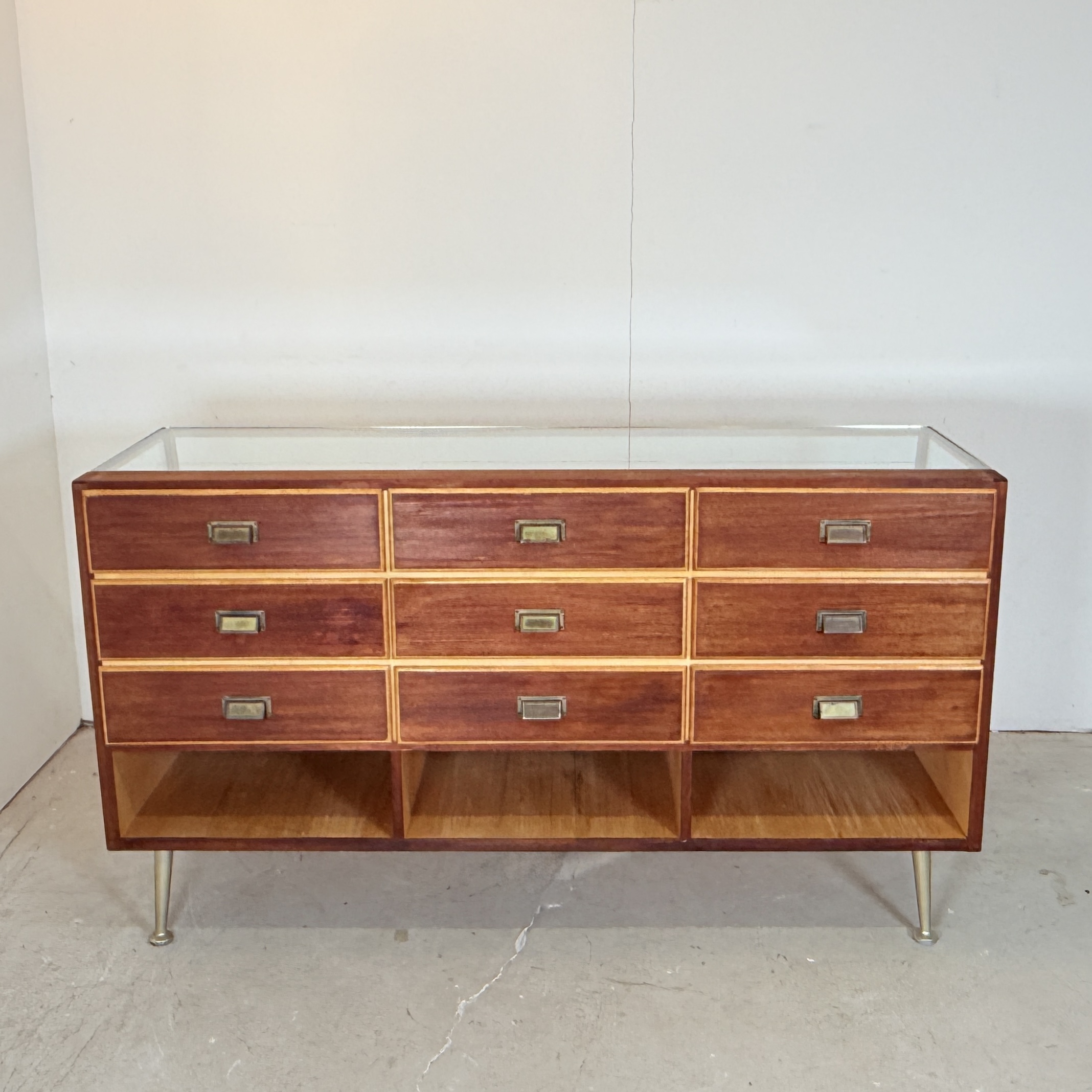 Vintage teak toonbank met 9 lades, A. Ahlström - Afbeelding 9