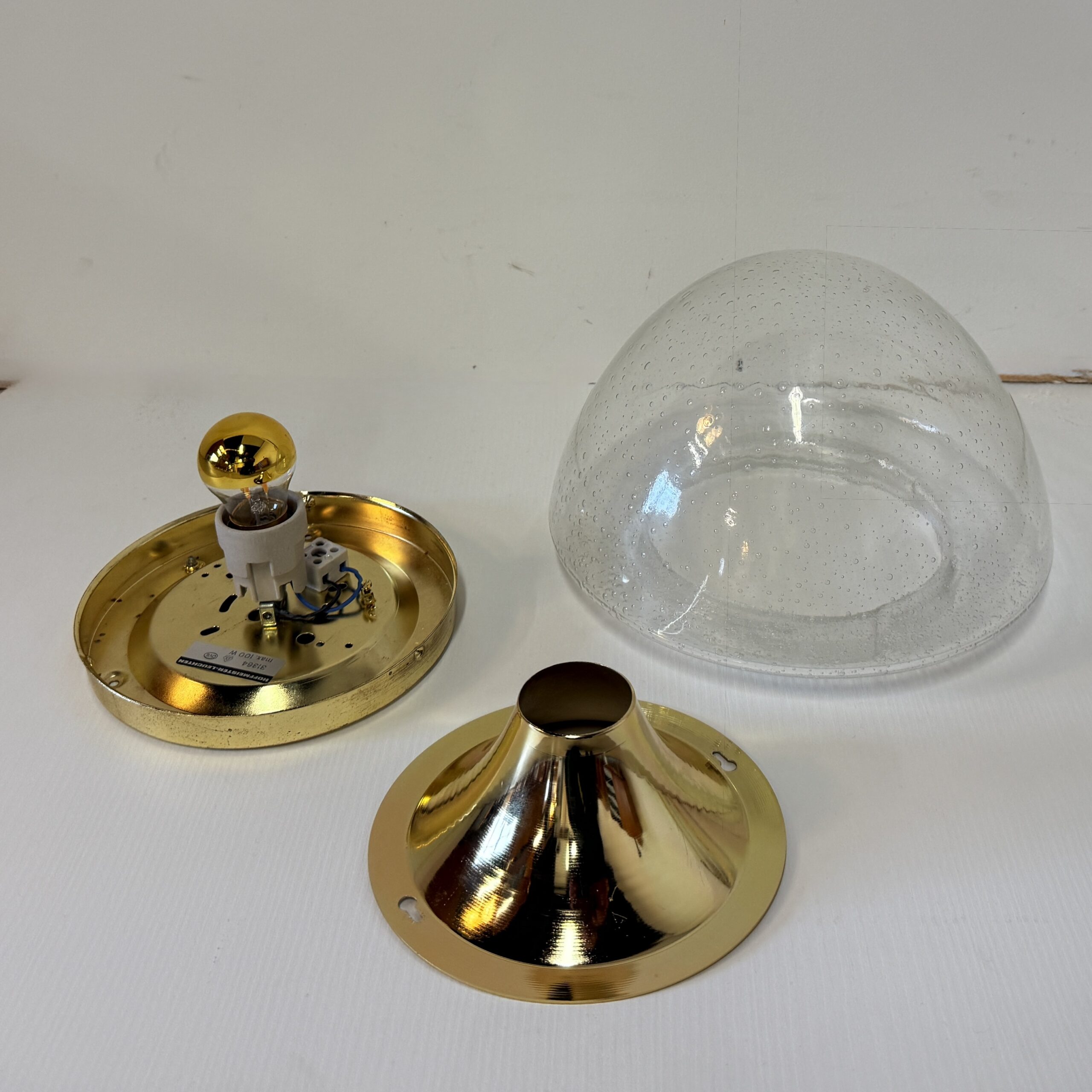 Hoffmeister bubble glass gouden plafond- of wandlamp - Afbeelding 10