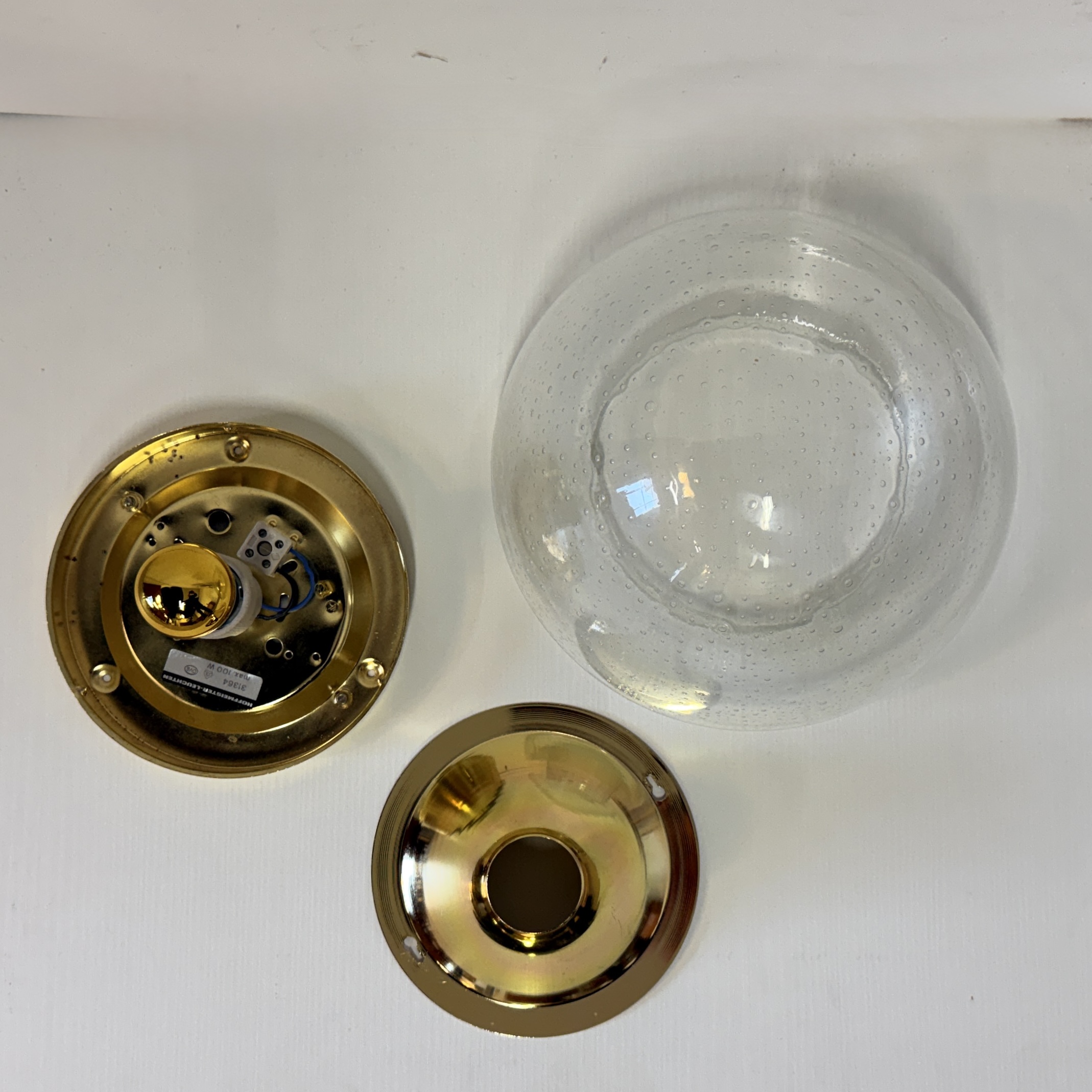 Hoffmeister bubble glass gouden plafond- of wandlamp - Afbeelding 11