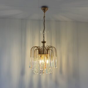 3-laags teardrop kroonluchter met helder muranoglas
