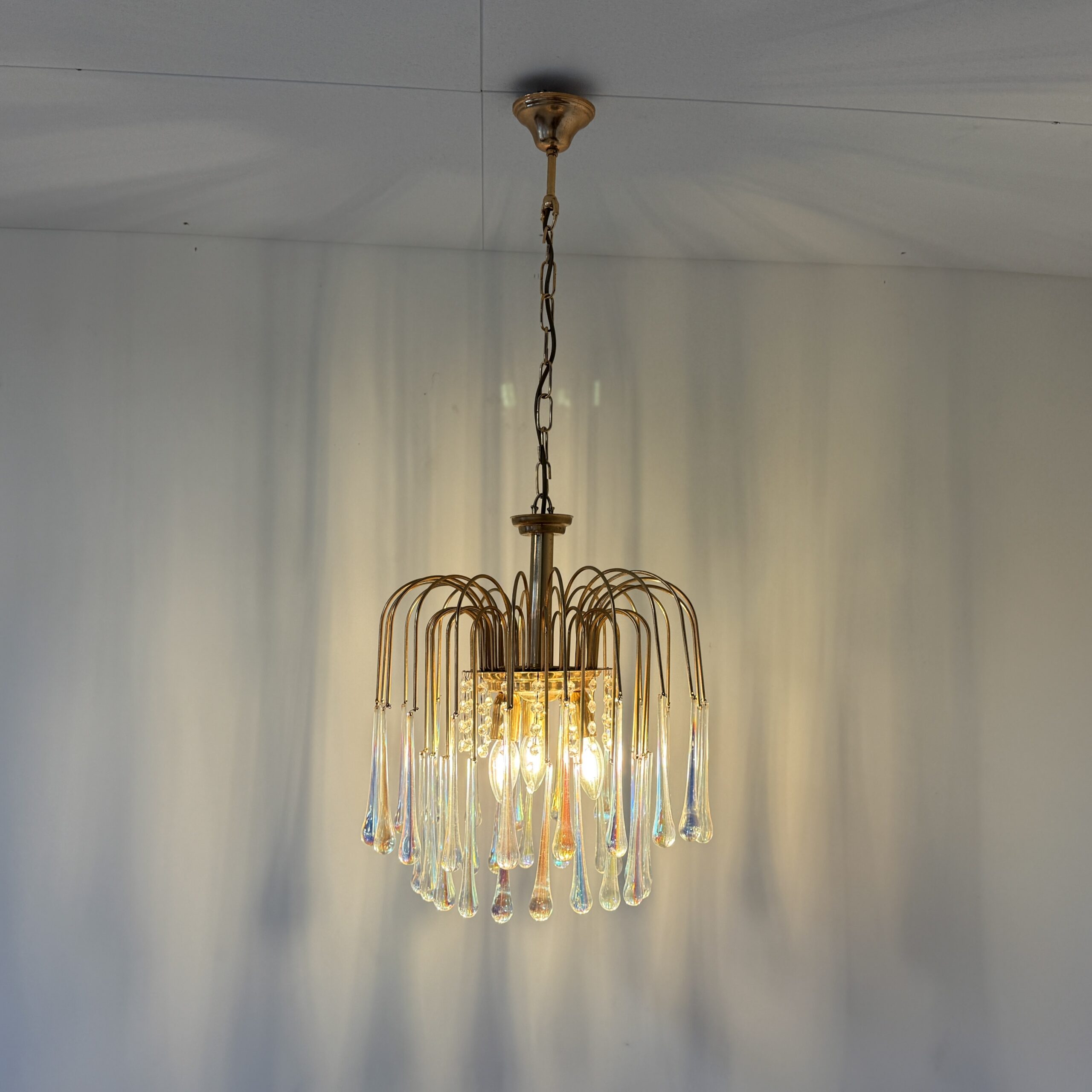 3-laags teardrop kroonluchter met helder muranoglas