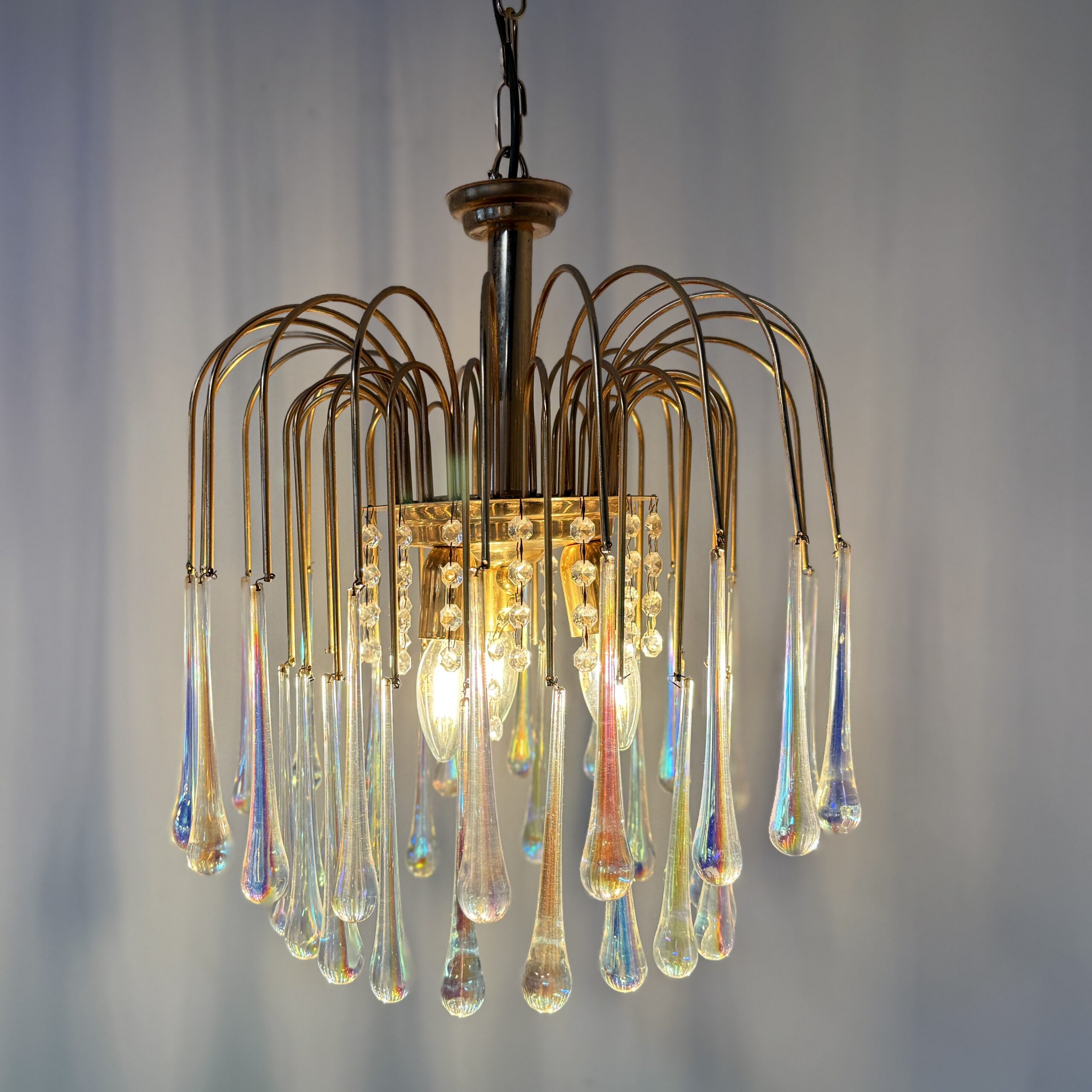 3-laags teardrop kroonluchter met helder muranoglas - Afbeelding 2