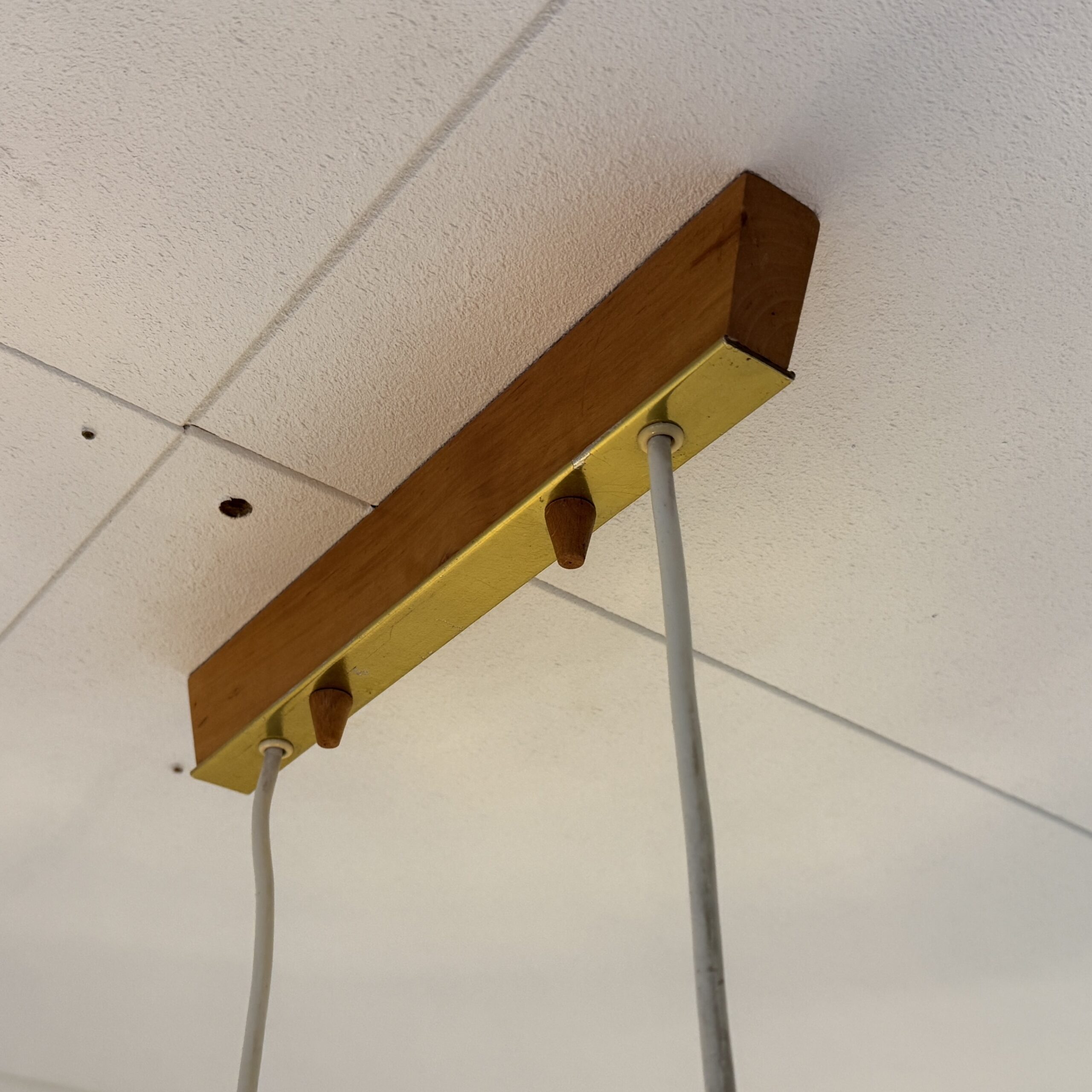 Vintage plafondlamp met twee amberkleurige kappen - Afbeelding 9