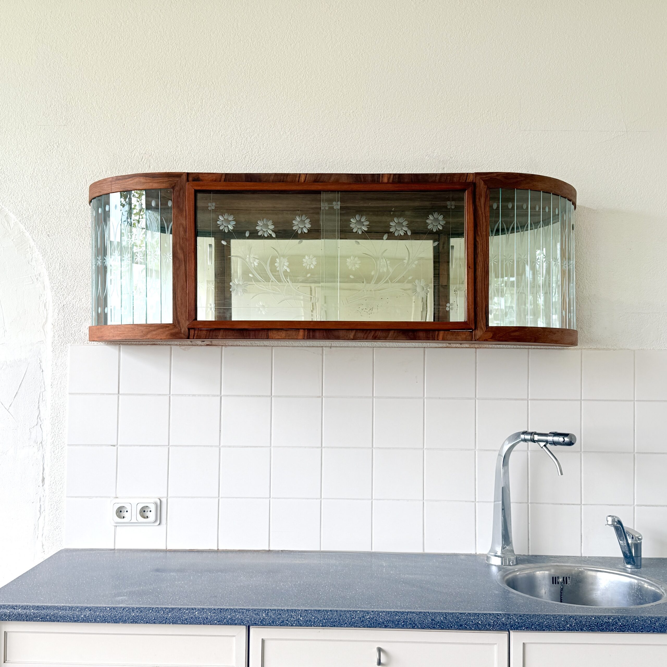 Art-deco stijl hangvitrine “Tulipe” met bloemgravure - Afbeelding 2