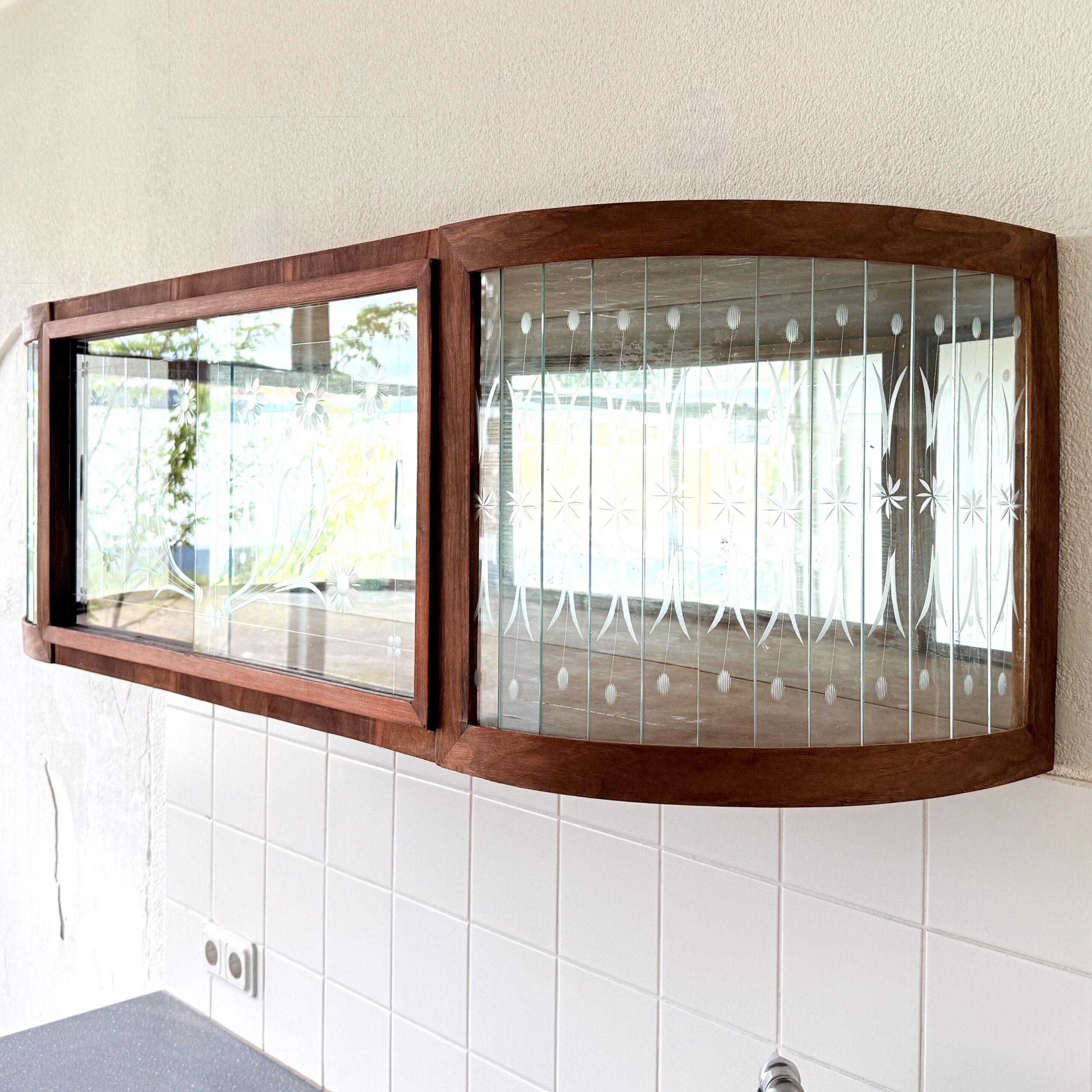 Art-deco stijl hangvitrine “Tulipe” met bloemgravure - Afbeelding 5