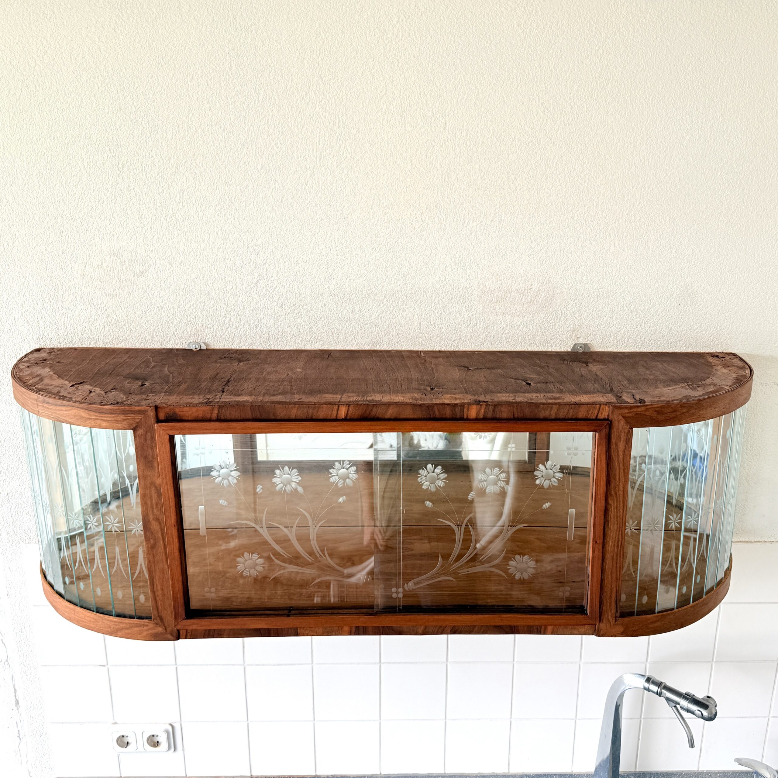Art-deco stijl hangvitrine “Tulipe” met bloemgravure - Afbeelding 7