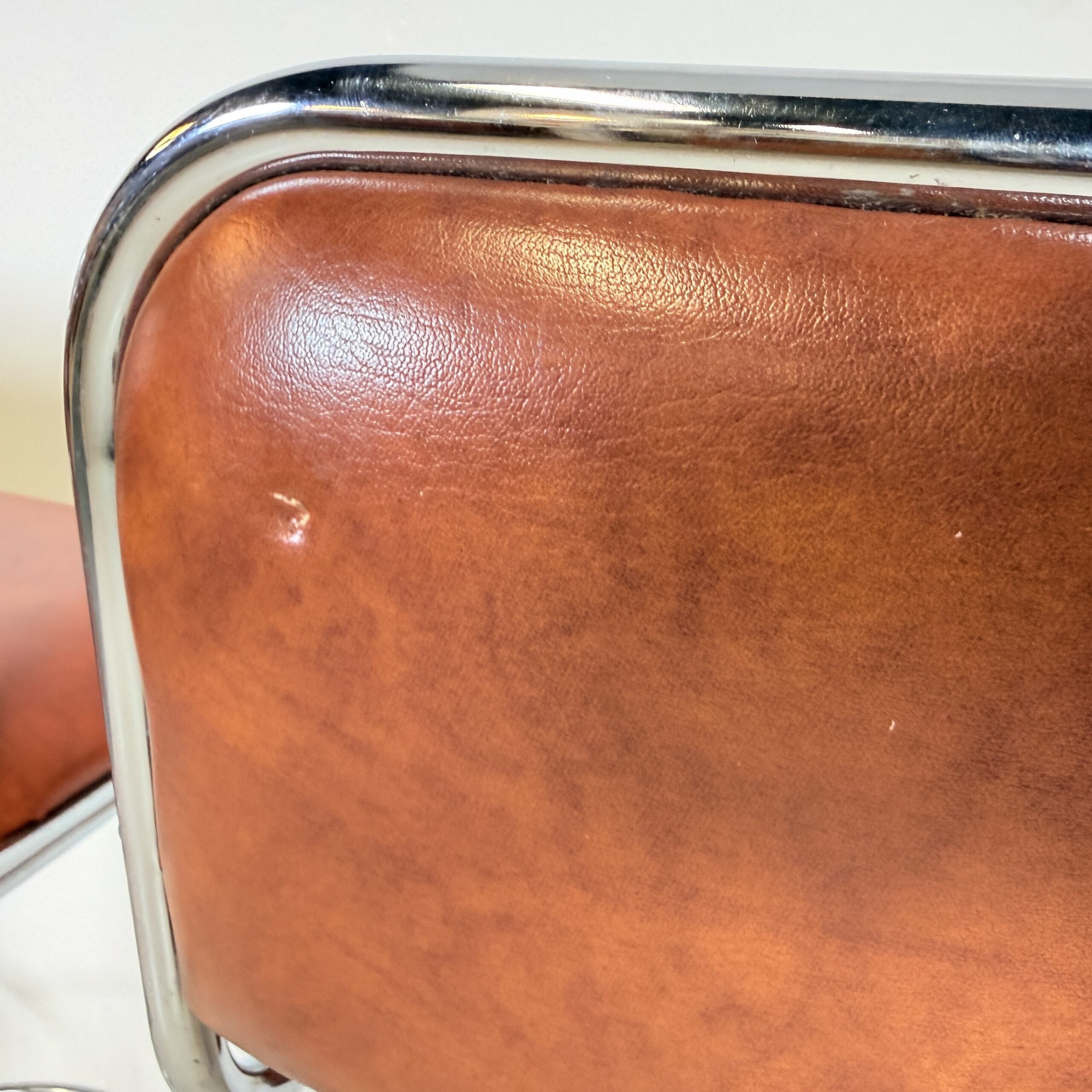 Chroom barkrukken 1970’s cognac skai bekleding - Afbeelding 10