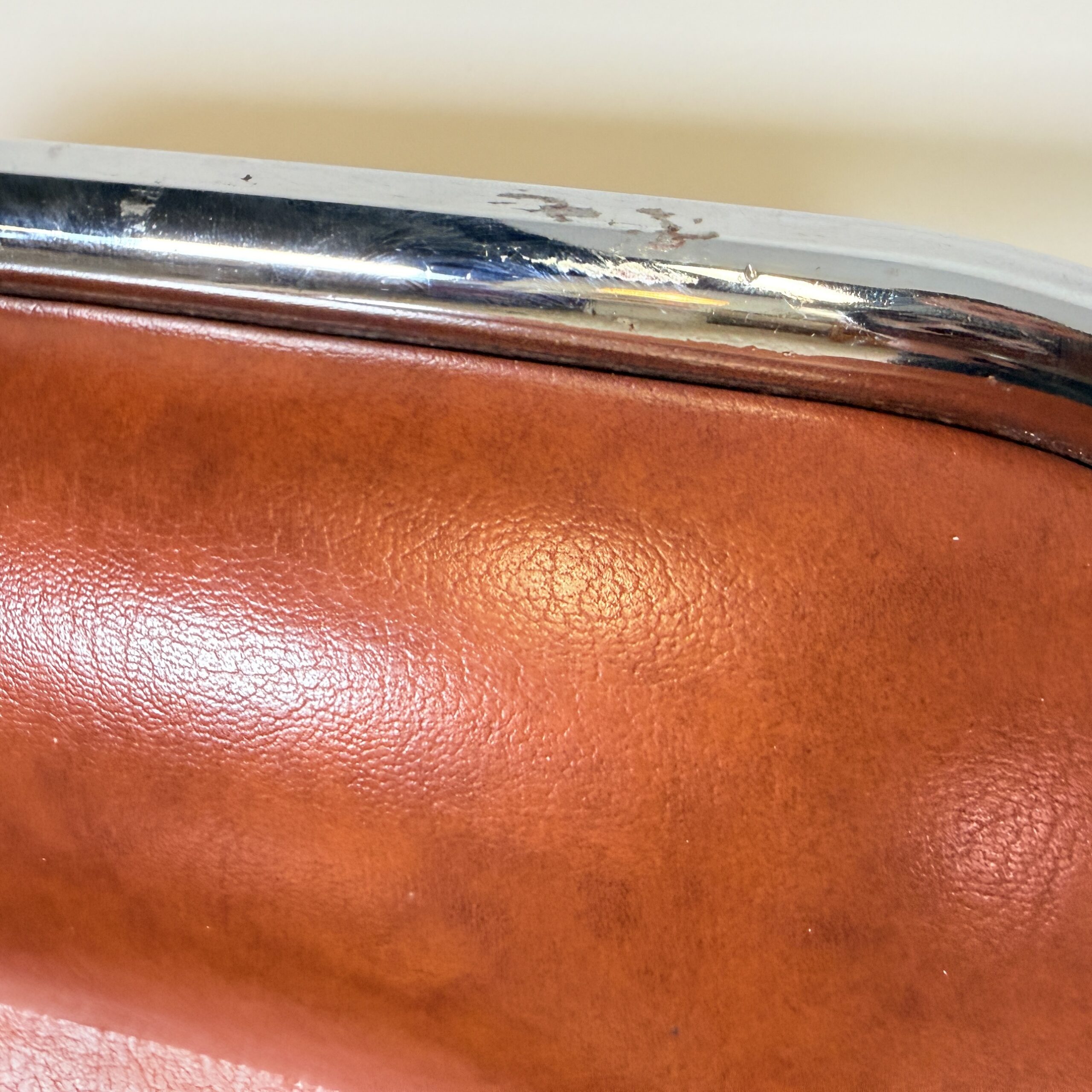 Chroom barkrukken 1970’s cognac skai bekleding - Afbeelding 11