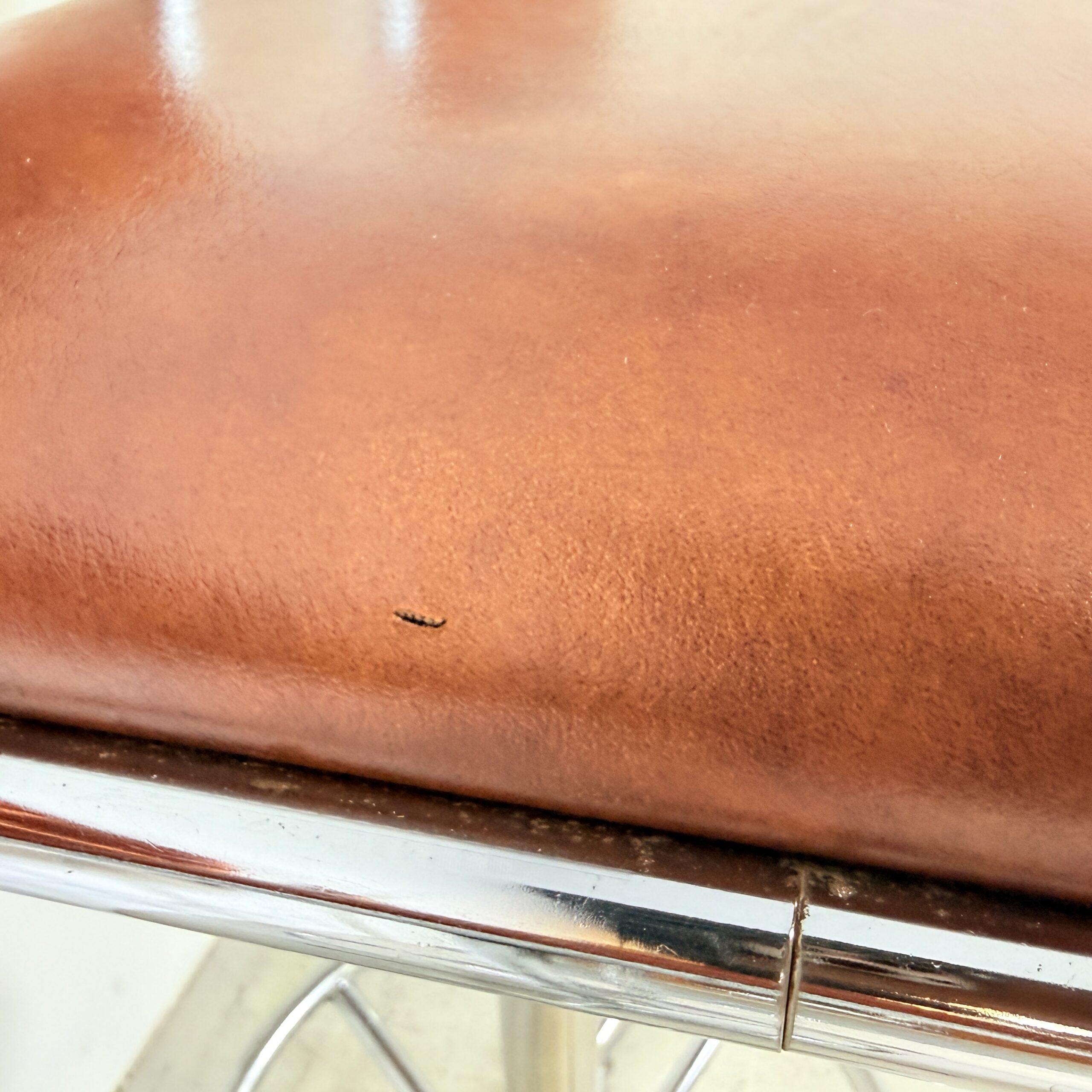 Chroom barkrukken 1970’s cognac skai bekleding - Afbeelding 14