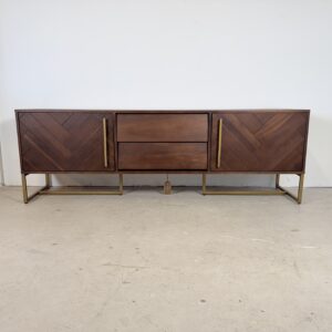 Dutchbone Class Dressoir TV-Meubel – Visgraat Acaciahout & Antiek Messing