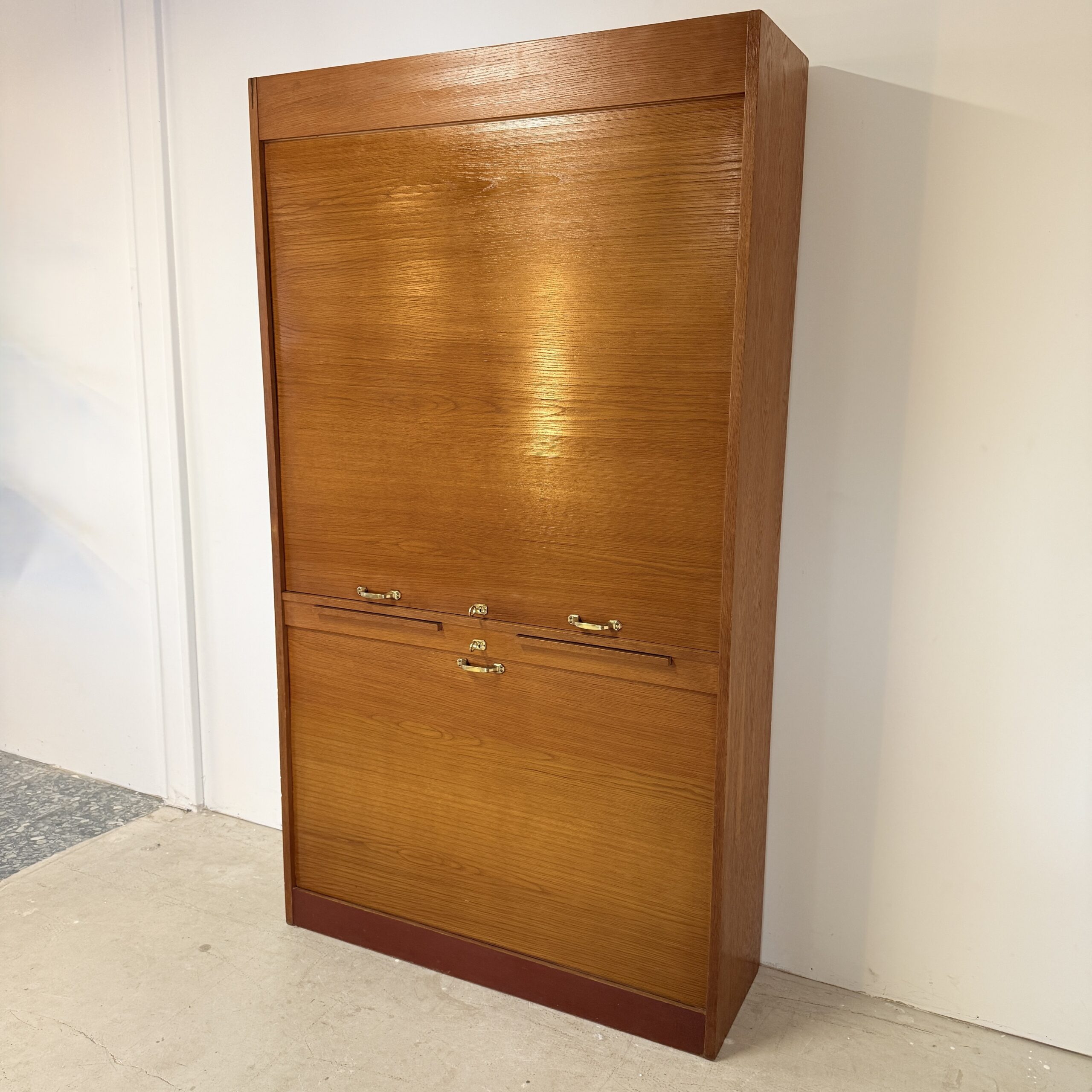 Vintage Eikenhouten Roldeurkast / Archiefkast - Mid-Century Modern - Duitsland Jaren '60
