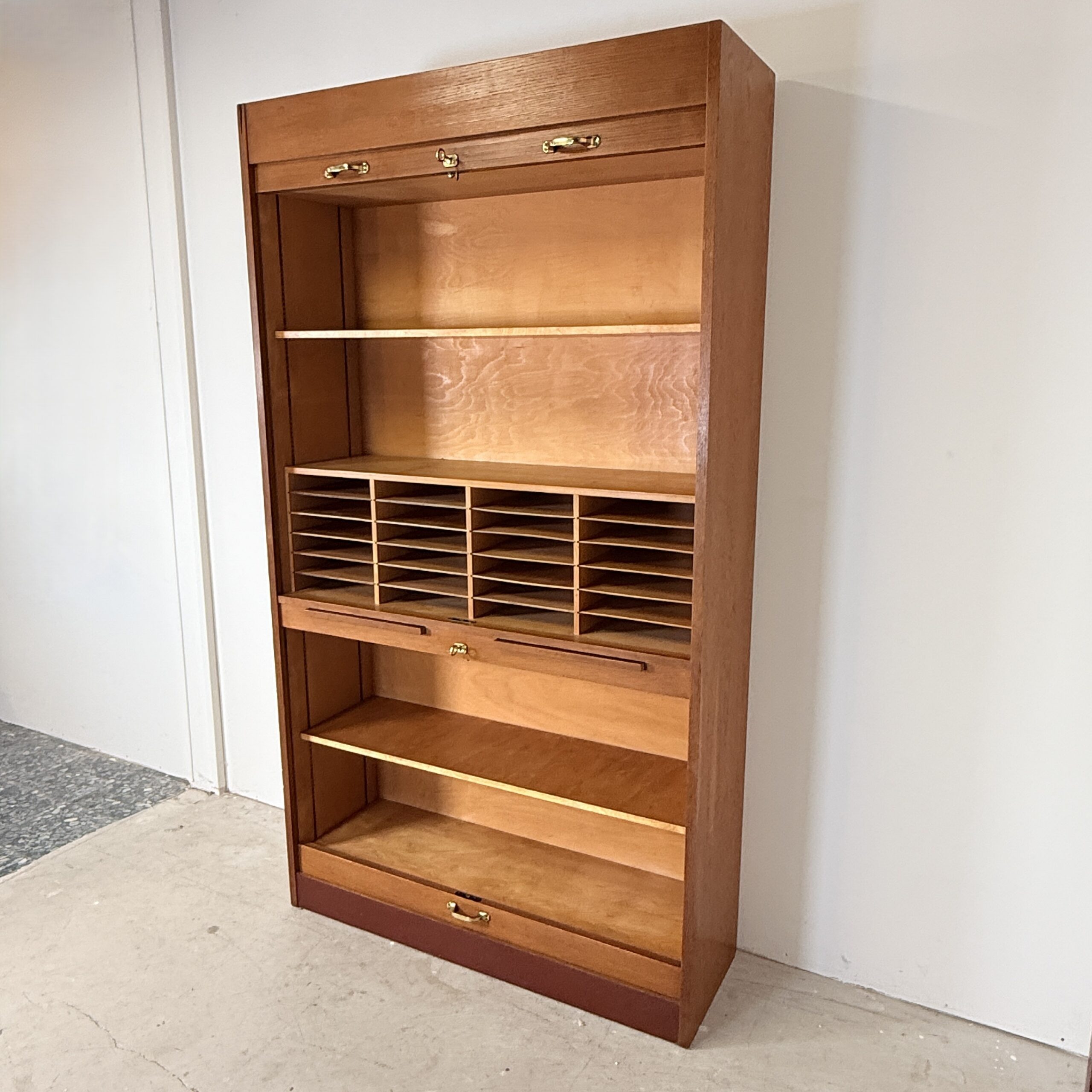 Vintage Eikenhouten Roldeurkast / Archiefkast - Mid-Century Modern - Duitsland Jaren '60 - Afbeelding 5