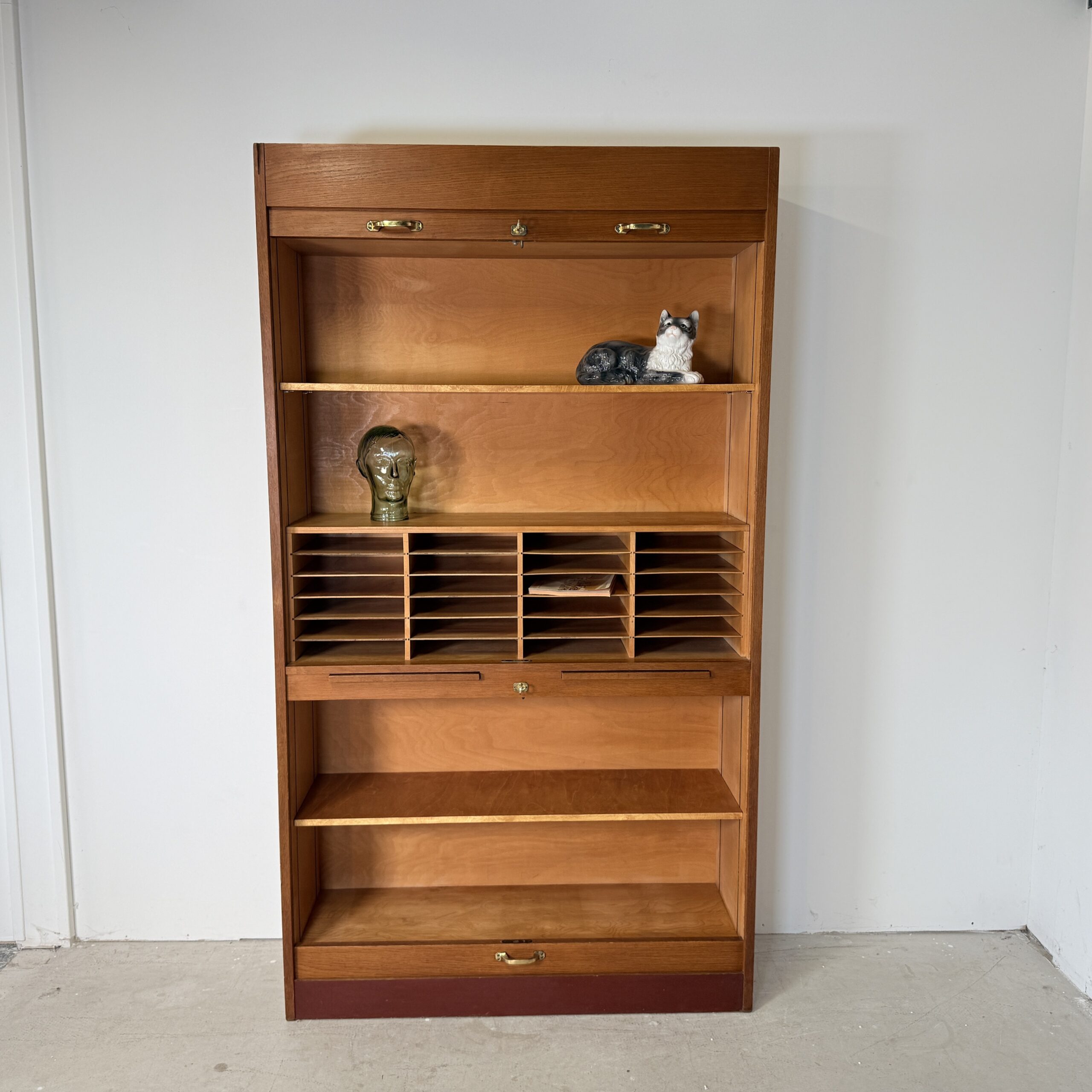 Vintage Eikenhouten Roldeurkast / Archiefkast - Mid-Century Modern - Duitsland Jaren '60 - Afbeelding 6