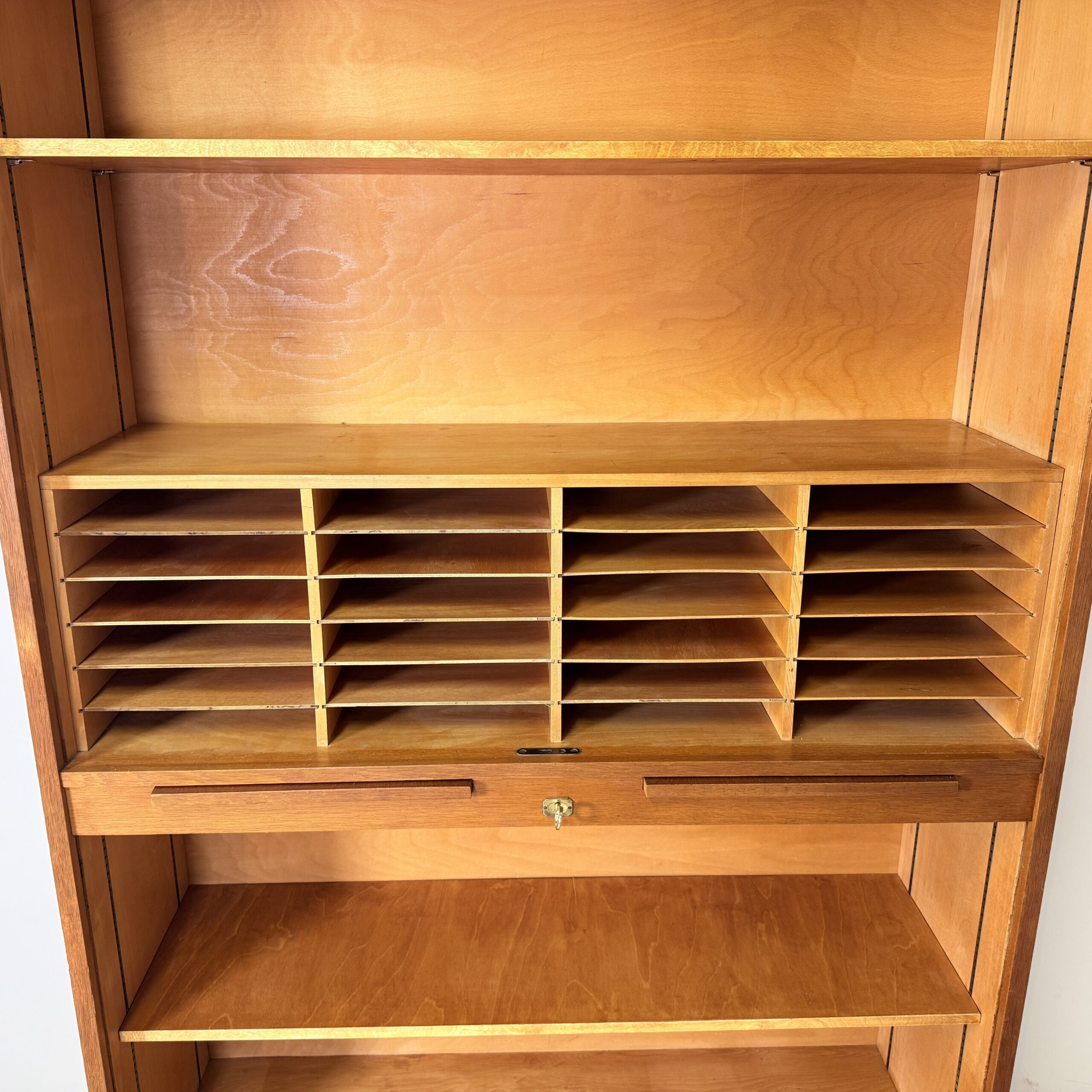 Vintage Eikenhouten Roldeurkast / Archiefkast - Mid-Century Modern - Duitsland Jaren '60 - Afbeelding 7